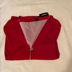 Ribbed  zip front sweater